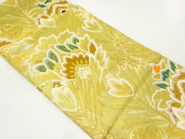 アンティーク　若松に花模様織出し丸帯（材料）